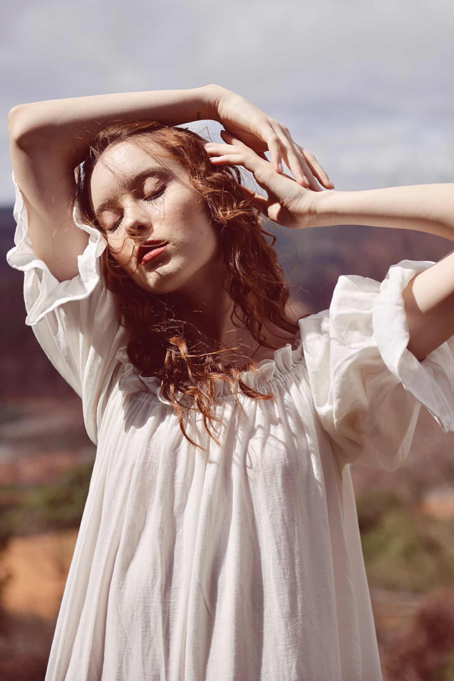 Cassandra Cotton Dress - Off-Shoulder Tiered Gown