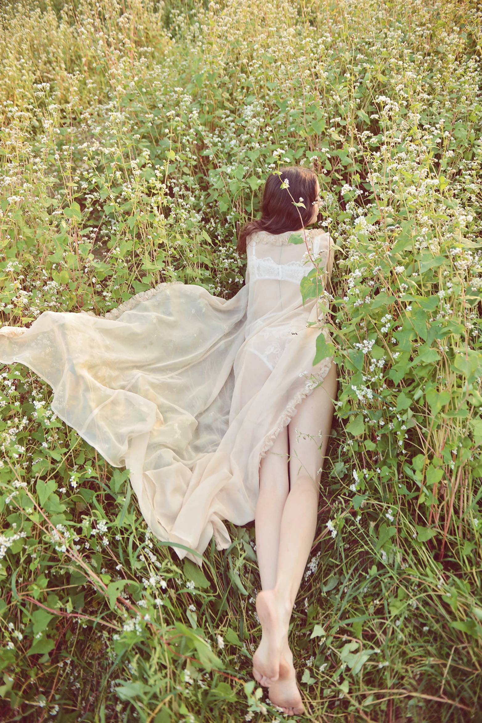 Adelaide Sheer Long Robe - Vintage-Inspired Dressing Gown