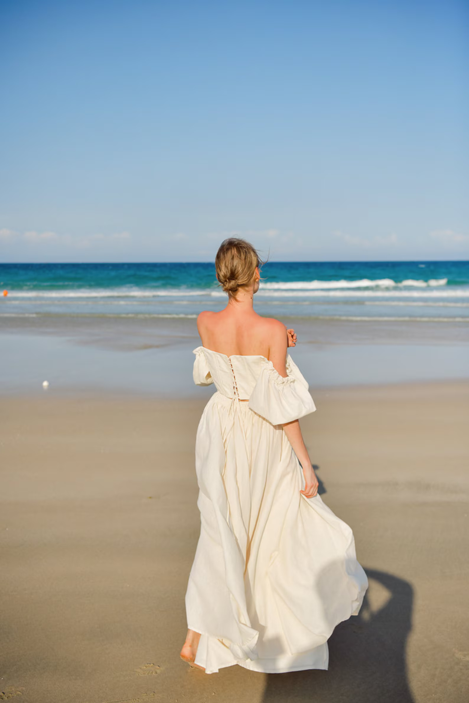 Liliana Linen Corset Dress in White - Romantic Cottagecore