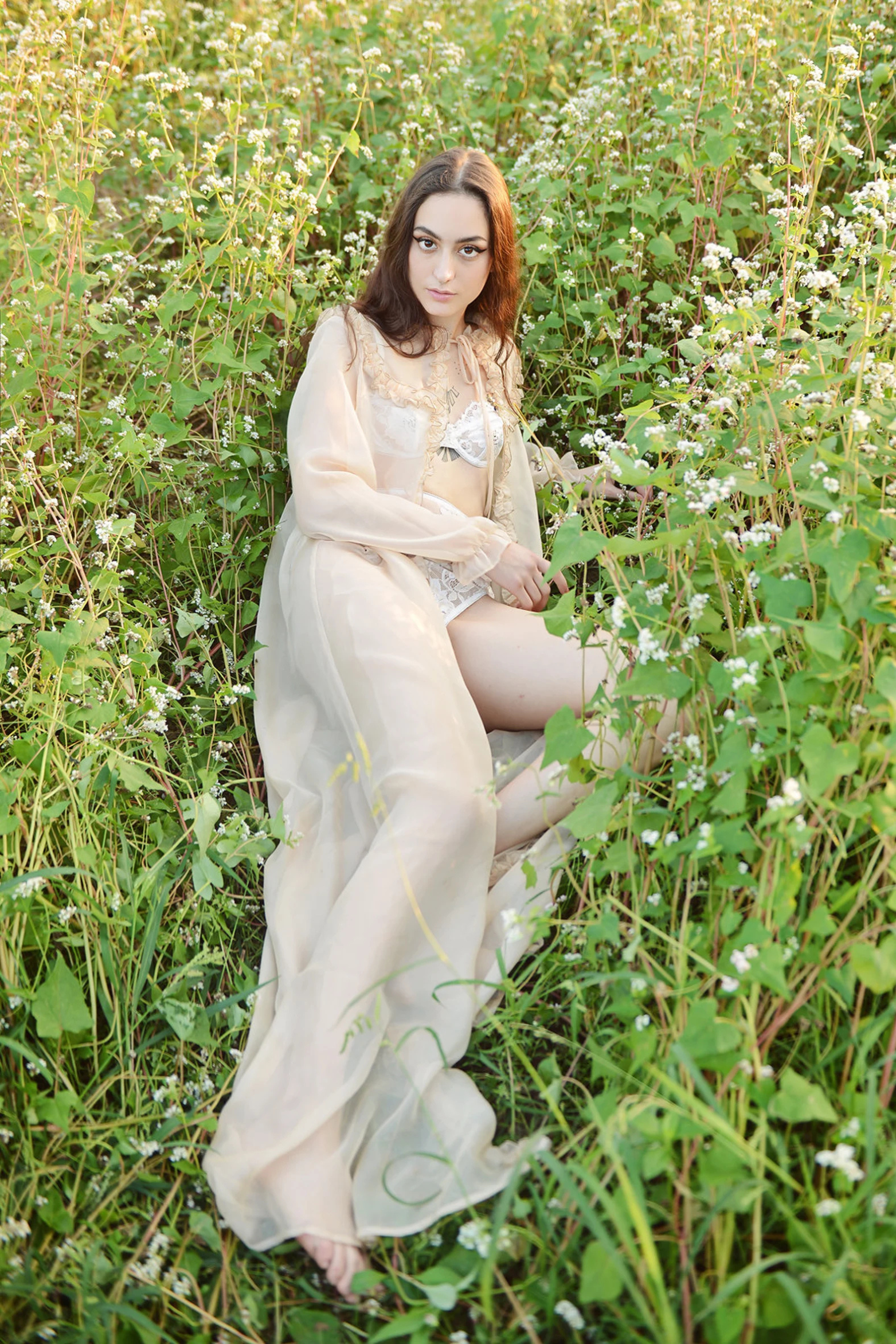 Adelaide Sheer Long Robe - Vintage-Inspired Dressing Gown