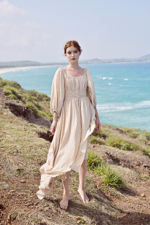 Ophelia Linen Midi Dress - Medieval Inspired Linen Dress