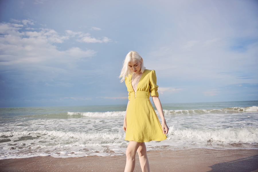 Linen Dress Short Sleeves - Midi Linen Dress - Organic Cotton Dress