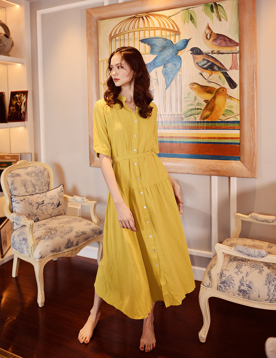 Summer Linen Dress - Comfy Midi Dress - Linen Dress Sleeves