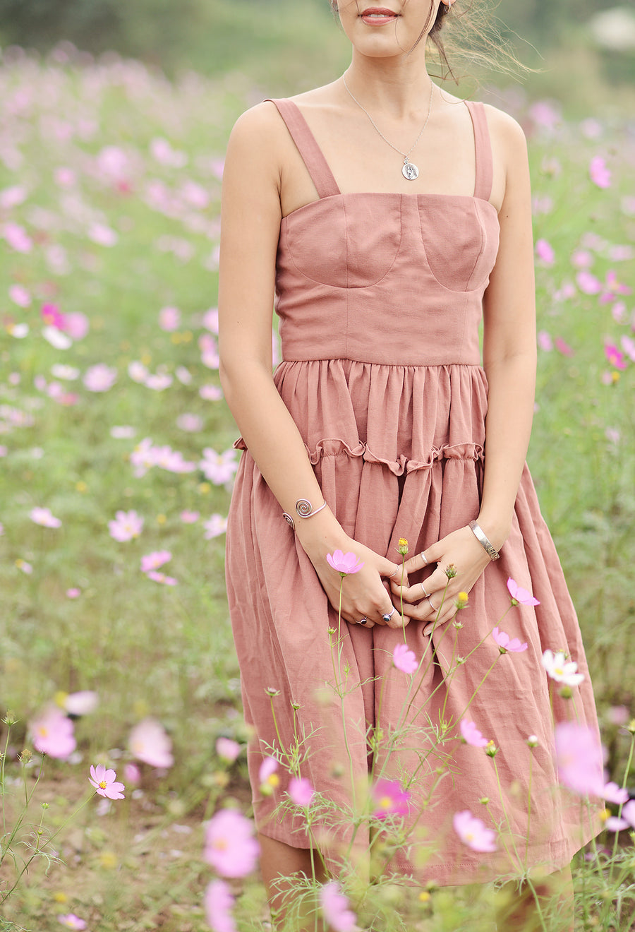 Off Shoulder Cotton Dress - Organic Cotton Clothing - Women Midi Dress