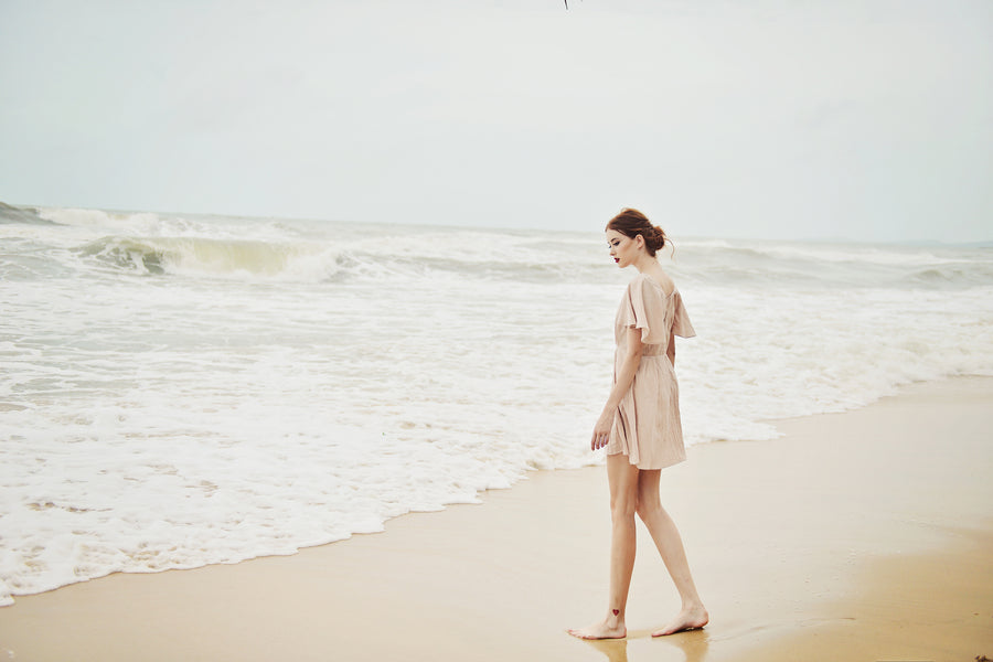 Cotton SunDress - Summer Dress Sleeve - Button Cotton Dress - Organic Cotton Dress