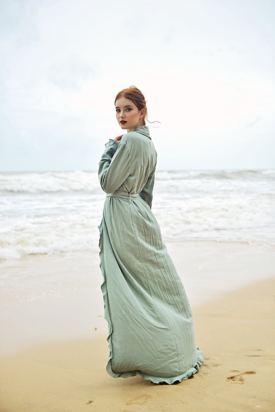 Robes for Women Linen - Robe Kimono Linen - Women Long Robe - Long Sleeve Robe