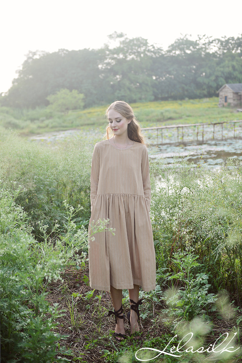 Loose Linen Dress - Linen Cotton Dress - Dress with Pockets - Organic Cotton