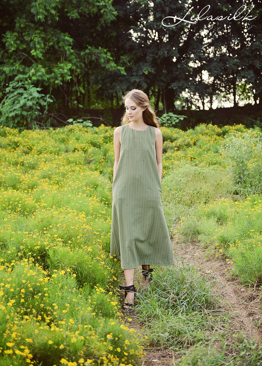 Sleeveless Linen Dress - Linen Slip Dress - Sleeveless Cotton Dress - Summer Midi Dress