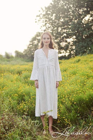 Linen Tunic Women - Dress with Bell Sleeves - Organic Cotton