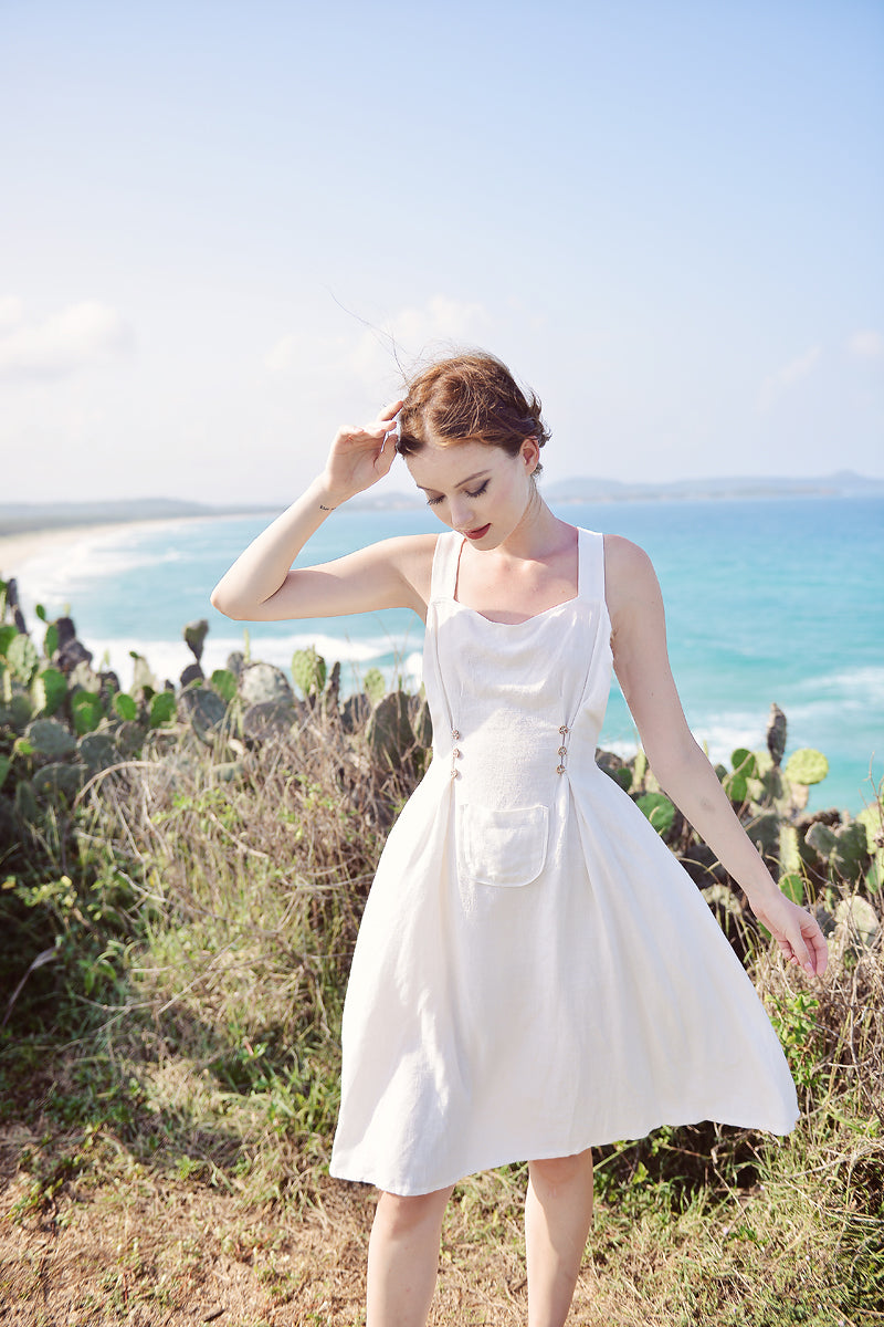 Linen Dress Knee Length - Casual Dress Summer - Linen Dresses for Women - Linen Apron Dress - Sleeveless