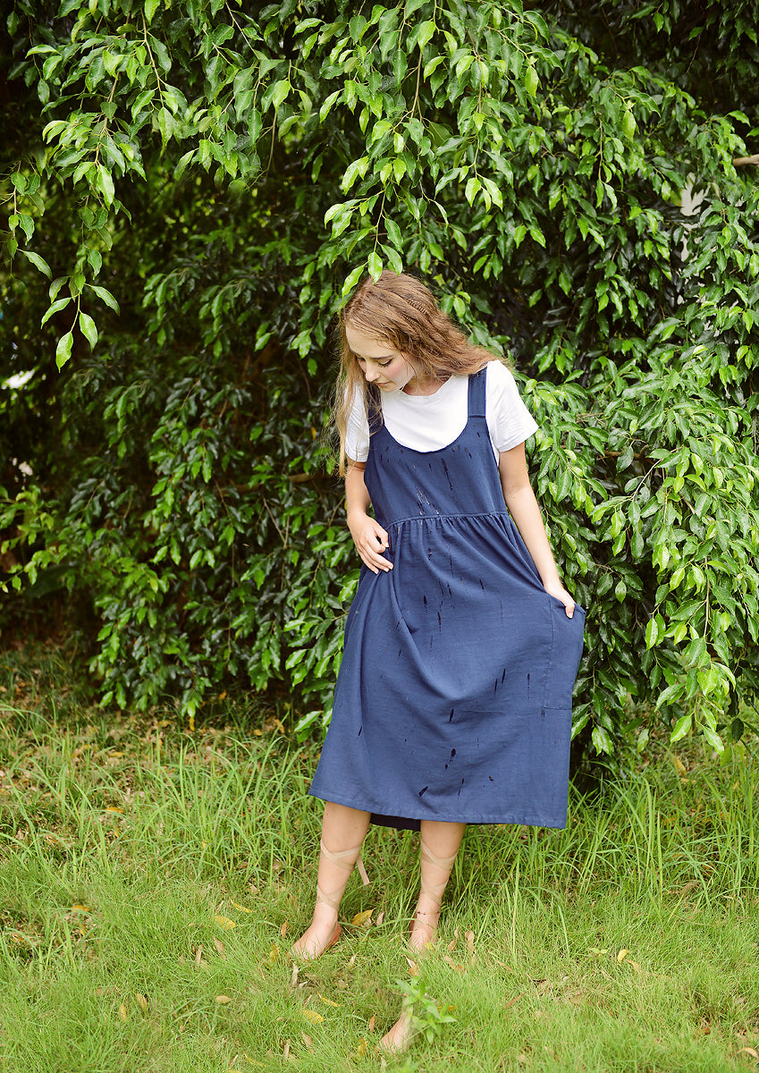 Linen Midi Apron Dress - Women Summer Dress - Organic Cotton Apron - Organic Clothing