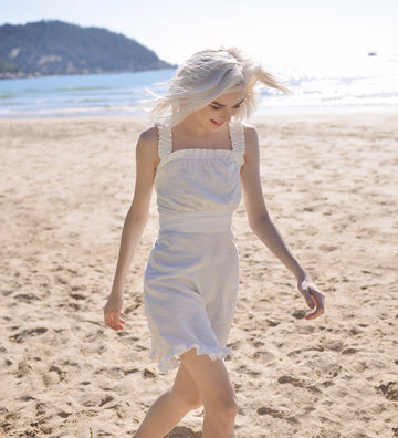 White Short Dress - White Cotton Dress - Linen Summer Dress - Organic Cotton